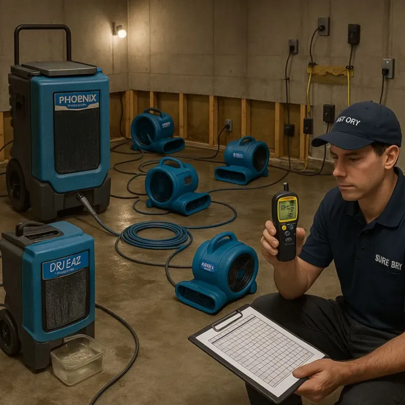 Structural Drying and Dehumidification process in Lamartine, WI